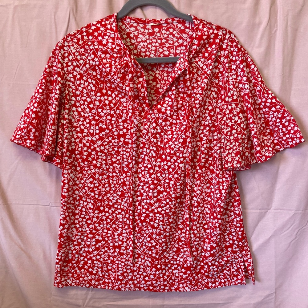 Vintage Mardi Modes NY Red Floral Top